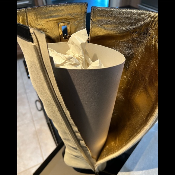 VINTAGE GUCCI BOOTS White/Black 38.5 (8.5 U-S) with 3’ Heel - Picture 7 of 13